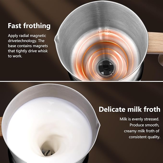 AMZCHEF Milk Frother Steamer, 8-in-1 IH Induction Heating Frother with 2 Cups (21oz & 13.5oz), Automatic Cold Foam & Heated Milk Maker for Latte, Cappuccino, Hot Chocolate