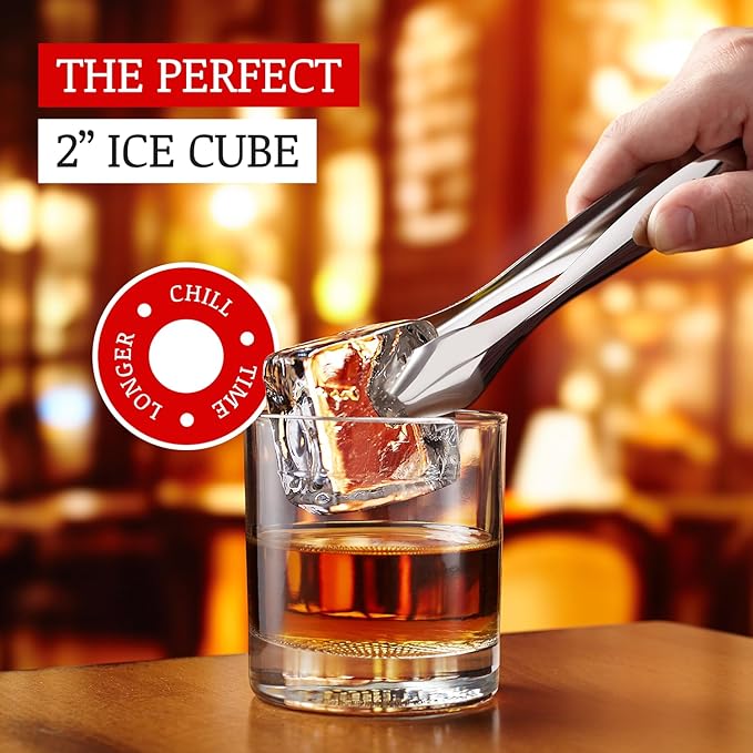 Clear Craft Ice Cube Maker – Square Ice Cube Mold makes 10 Large 2" Crystal Clear Ice Cubes for Whiskey, Cocktails – Slow Melting, Easy Release, Large Ice Cube Tray