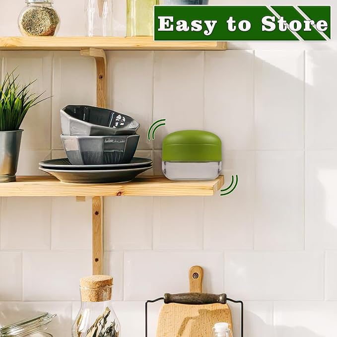Garlic Press Stainless Steel, Garlic Mincer Tool with Storage Container, Garlic Chopper with Peeler Skin and Cleaning Brush