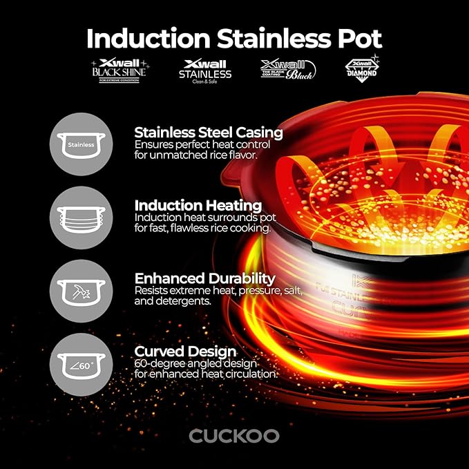 CUCKOO High Pressure Rice Cooker 10-Cup Uncooked / 20-Cup Cooked with Induction Heating Technology, Large Rice Maker with 16 Menu Options and Steam Plate, Voice Guide, Copper (CRP-JHR1009F)