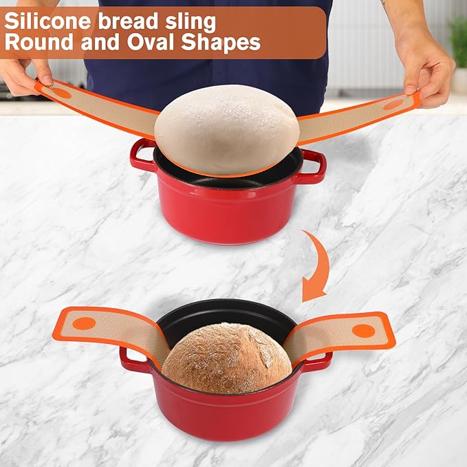 9-Inch Round & 10-Oval Bread Banneton Proofing Basket - Set of 2, Sourdough Baking Supplies with Bread Knife & Silicone Sling