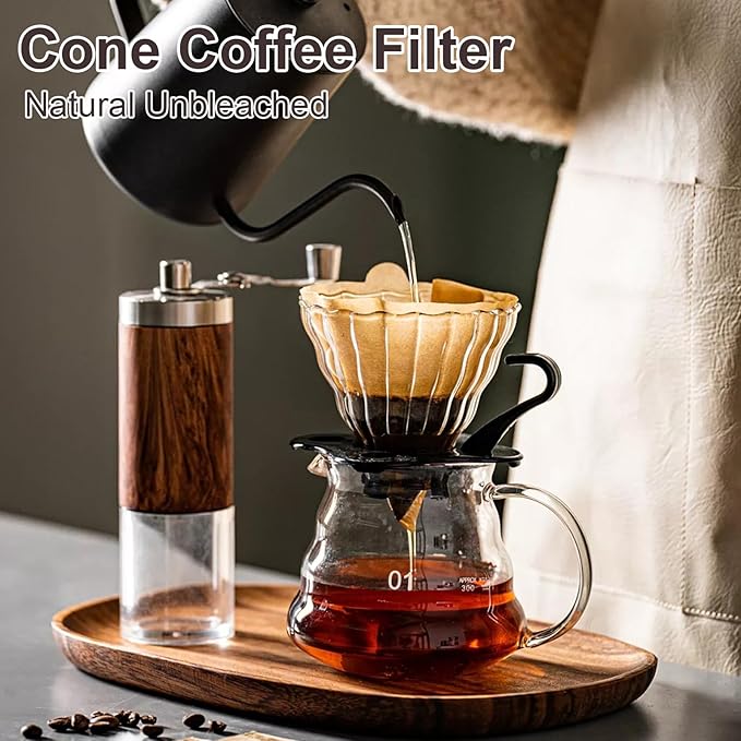 600 Count Coffee Filter #2, 2 Cone Coffee Filters, Unbleached Natural Coffee Filters Paper Compatible with Drip and Pour Over Coffee Maker(2-6 Cup)