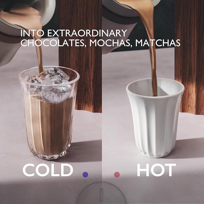 Hot & Cold Drinking Chocolate System - The ALL-NEW Velvetiser from Hotel Chocolat - Kit includes hot chocolate maker with US Power Supply, 10 serving taster box, 1 mug and 1 glass - Pebble Edition