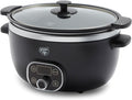 GreenLife 8QT Slow Cooker, Non-Toxic PFAS-Free Ceramic Nonstick Removable Interior Bowl, Programmable, Family Friendly, Keep Warm, Stovetop & Oven Safe, Dishwasher Safe Parts, Timer, Glass Lid, Black