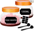 SAIOOL 2-Pack Glass Storage Containers with Lids - D 15cm x H 11cm, 1200 ML Airtight Food Jars, Wide Mouth Pantry Organization for Coffee, Flour, Snacks, Includes 2 Spoons & Labels