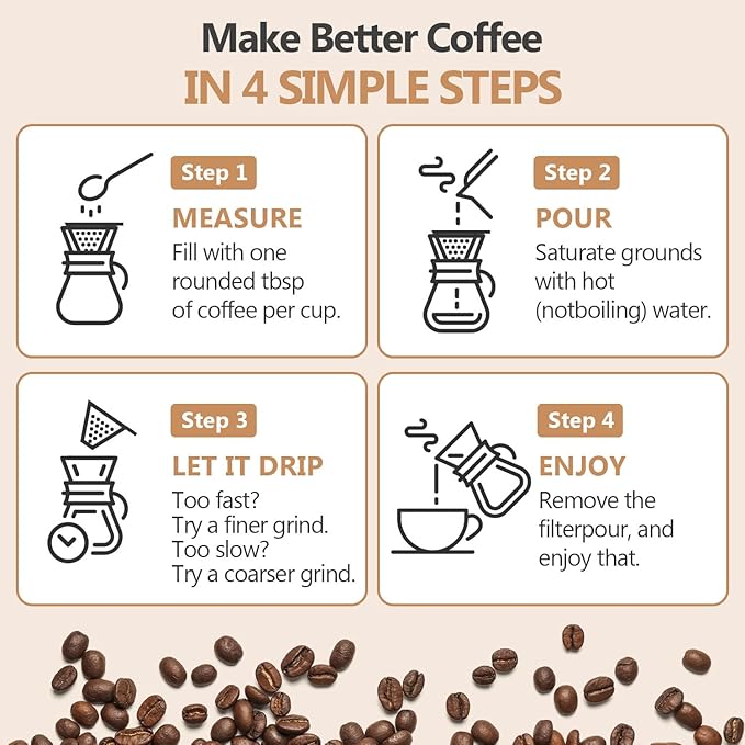 Pour Over Coffee Maker 27 OZ, 8 Cup Borosilicate Glass Drip Coffee Maker with Reusable Stainless Steel Filter and Cork Grip for Home Café 800 ML