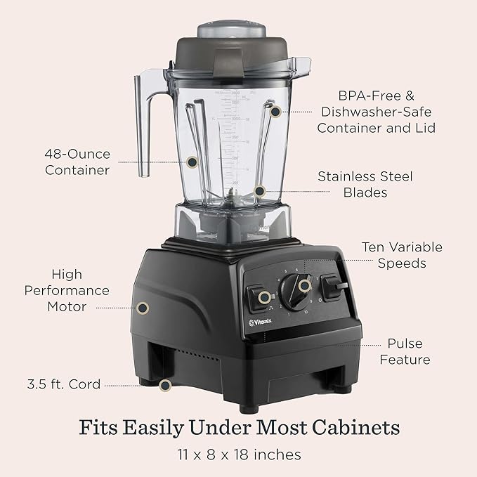 Vitamix Explorian E310 Blender, Professional-Grade Kitchen Blender for Smoothies, Soups, Juices and More, 10-Speed, Stainless Steel Blades, Self-Cleaning Kitchen Appliance, 48 Oz Container, Black