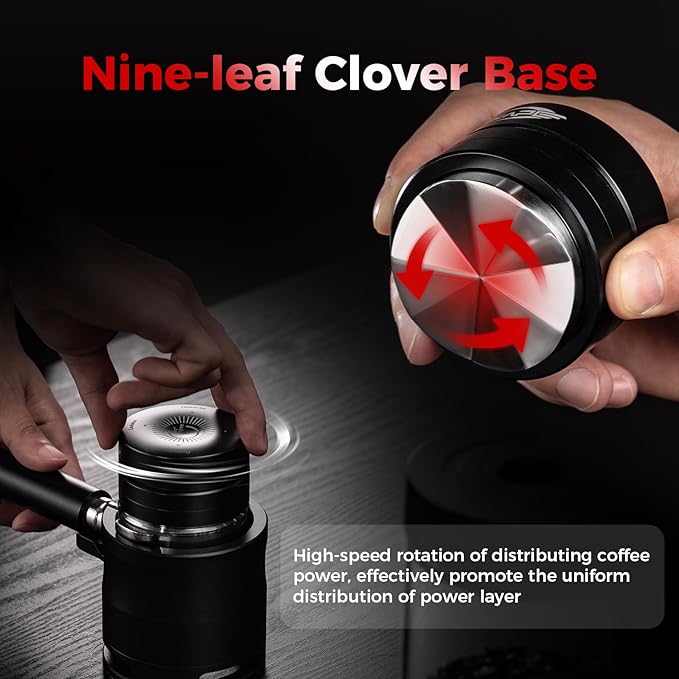 IKAPE 53.3MM Espresso Distributor, Dual-Bearing & High-Speed Rotation Coffee Distributor, Coffee Leveler, Espresso Tamper Tool, Adaptive Height Coffee Leveler for 54mm Portafilters