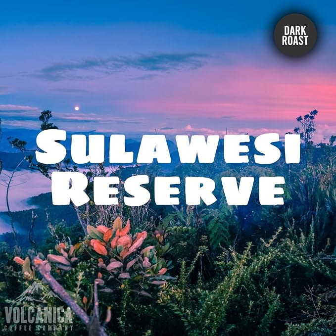 VOLCANICA COFFEE COMPANY Sulawesi Reserve Coffee, Dark Roast, Celebes Kalossi, Whole Bean, Fresh Roasted, 16-ounce