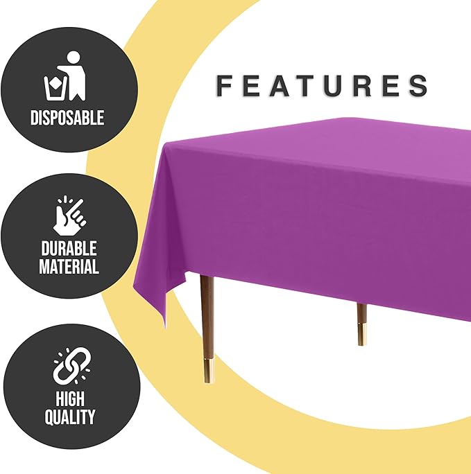 Exquisite 66% Thicker Premium Plastic Table Cloth Rectangle Table Cover 0.5 Mil 12 Pack Magenta Table Cloth 54 Inch x 108 Inch Disposable Tablecloth Won't Tear Easily Like Cheap Thin Brands