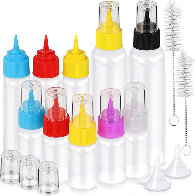 YGDZ Icing Bottle for Cookie Decorating, 10 PCS Writer Squeeze Bottles, Small Easy Squeeze Bottle (1, 2 and 4 ounces), Icing Cookie Supplies for Food Coloring, Frosting, Cookie Decorating Kit