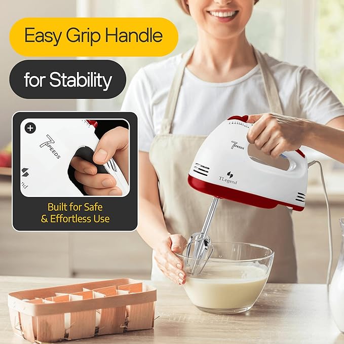 Hand Mixer Electric Handheld – 7 Speed Ultra Power Electric Mixer Handheld (White)