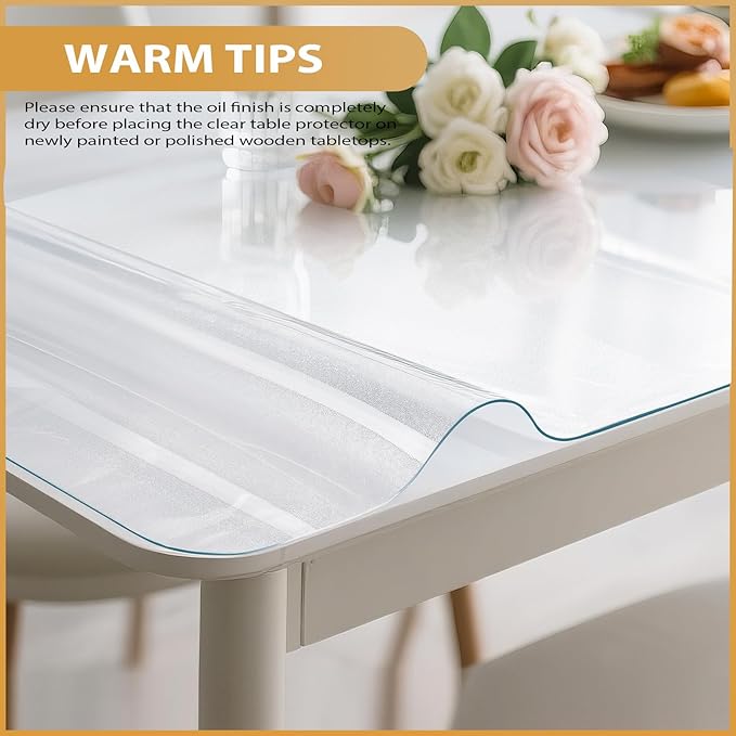 Frosted Table Protector 40 x 60 Inch, 1.4mm Thick Waterproof PVC Plastic Table Cover, Durable Table Pad for Dining Room, Kitchen, Writing Desk, and Coffee Tables