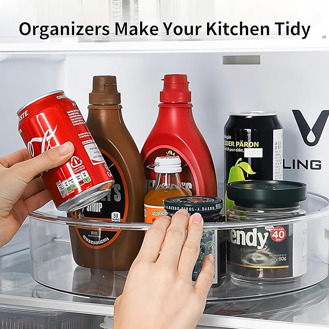 2 Pack Lazy Susan, 11.5 Inch Lazy Susan Organizer, 360 Degree Swivel, for Kitchen, Pantry, Refrigerator, Bathroom and Vanity Countertops (Clear) (2P-11.5 Inch)