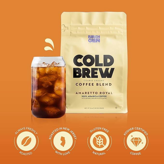 Birch Glen Roasters Cold Brew Coffee | Flavored Coarse Ground Coffee | Medium Roast | Artisanal Roasting | 100% Arabica |1 LB Bag | Chocolate Raspberry