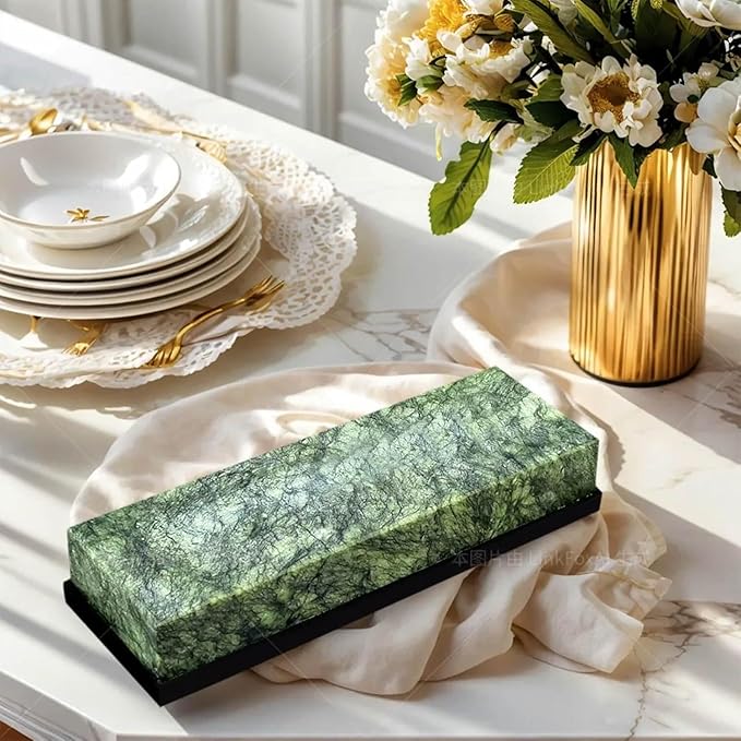 Knife Sharpening Stone,10000 Grit Sharpener Whetstone Final Fine Polishing Natural Green Honing Oilstone for, Knives Tools,Cutting Tools, Angle Guide and Non-Slip Rubber Base (SET-D) ﻿