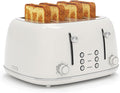 Toaster 4 Slice, Retro Stainless with 6 Bread Shade Settings,1.5''Wide Slots Toaster with Cancel/Defrost/Reheat Functions,Dual Independent Control Panel, Removal Crumb Tray (White)
