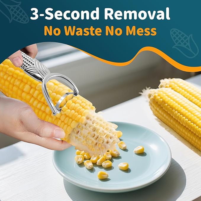 Corn Stripper Tool, Stainless Steel Corn Peeler - Easy to Use Manual Tool for Corn on the Cob Kitchen Gadget