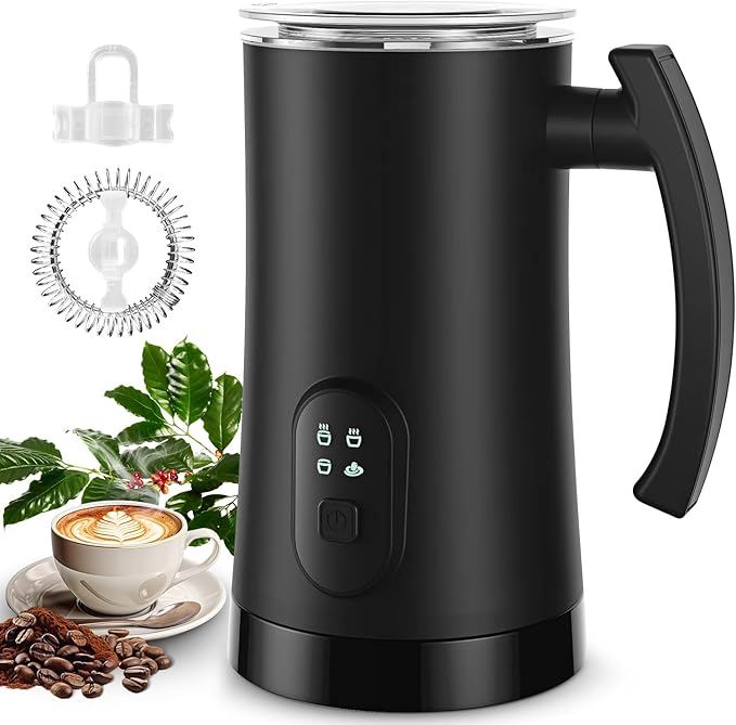 Milk Frother and Steamer,4-in-1 Electric Milk Frother for Latte Cappuccino Hot Chocolate，11.8oz/350ml Automatic Hot & Cold Foam Maker and Milk Warmer for Dairy