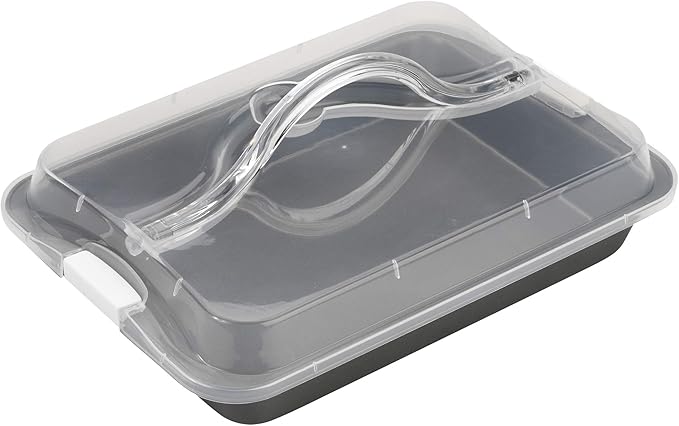 GoodCook Everyday Nonstick Steel Bake-N-Take Oblong Pan, 9" x 13" with Lid, Gray
