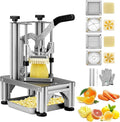 VEVOR Commercial French Fry Cutter with 4 Replacement Blades, 1/4" and 3/8" Blade Easy Dicer Chopper, 6-wedge Slicer and 6-wedge Apple Corer, Lemon Potato Cutter for French Fries with Extended Handle