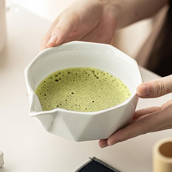 7 PCS Matcha Whisk Kit with Bowl & Scoop, Bamboo Whisk and Sifter, Traditional Japanese Tea Set for Matcha Lovers – Complete Matcha Gift Kit (White)