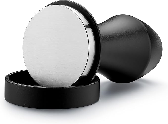 Normcore 45.5mm Spring Loaded Coffee Tamper V4 Fits Flair Pro, Pro 2, 304 Stainless Steel Flat Base, Ergonomic Anodized Aluminum Handle, Black