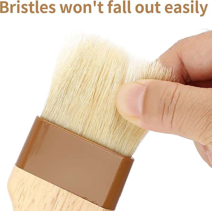 2 Pcs Natural Bristle Pastry Brush, Beech Wooden Handle Basting and BBQ Brushes for Cooking, Butter, Oil, Marinade, Grilling & Baking, Kitchen Food Brush (1 inch & 1.5 inch)