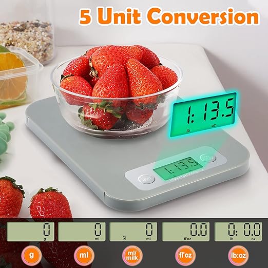 Smart Food Scale for Calorie Counting, Digital Food Scale with Nutritional Calculator, Bluetooth Food Weight Scale for Weight Loss, Diabetics, Macro, Diet, Baking 3g-5kg, 0.1oz