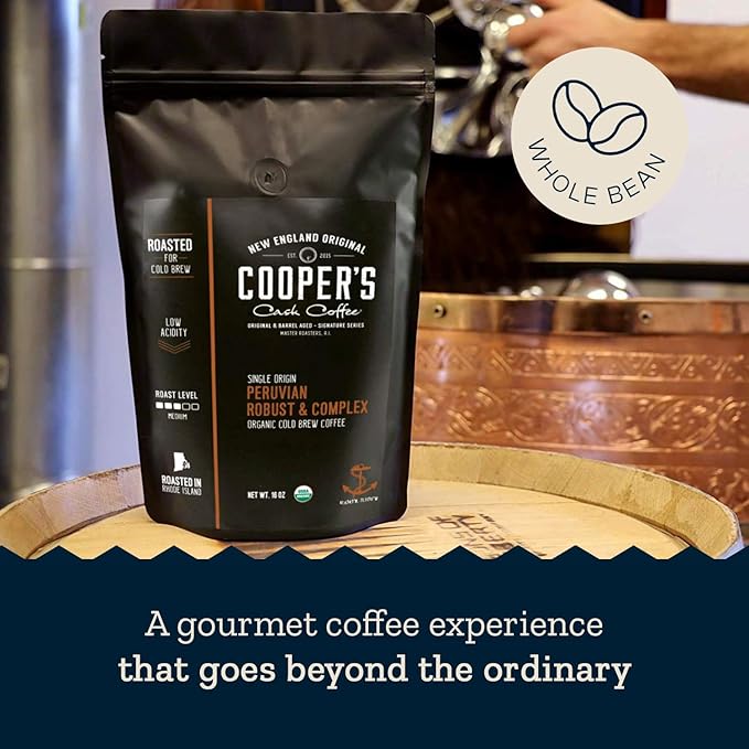 Organic Cold Brew Coffee Peru Reserve Single Origin Peruvian Coarsely Whole Bean - 1 lb. Bag - Medium Roast
