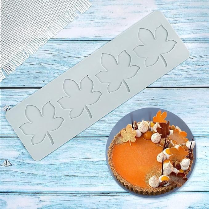 Silicone Molds 3D Hollow Leaf Chocolate Molds Honeycomb Bee Candy Mold Flower Pattern Fondant Mold Cake Topper Sugar Craft Decoration (P_Leaf_9.6 * 2.96 * 0.08inch)
