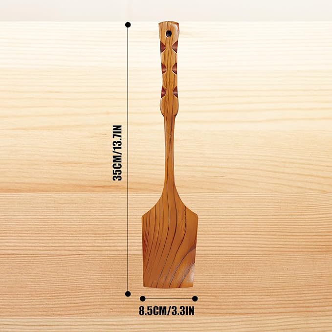 13.7" Long Wooden Spoons for Cooking and Wooden Spatulas for Cooking, Non-Stick Wooden Kitchen Utensils Set
