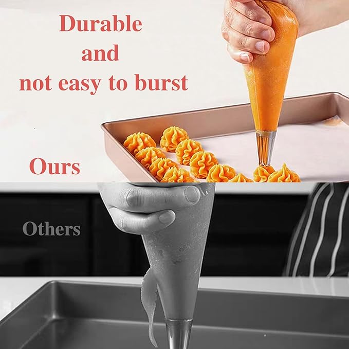 24 Inch Extra Large Piping Bags, 200 PCS Clear Disposable Icing bags, Thickened Non-Slip and Anti-Burst Pastry Bags for Baking and Decorating Desserts Cakes Cookie
