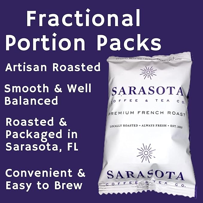 Sarasota Coffee Ground Packets | Low Acid Dark Roast Ground Coffee Packs | European French Roast | Mold Free Coffee Singles Packets | Ground Coffee Pouches | Individual Coffee Packets for 12 Cup Coffee Maker | 2.5 Ounce Bags, 36 Count