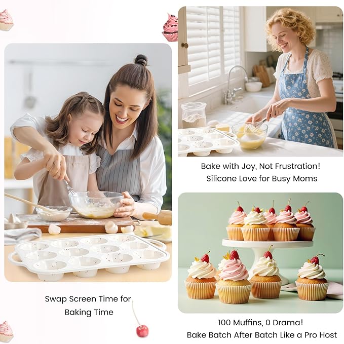 Silicone Muffin Pans for Baking with Metal Reinforced Frame 2 Pack with 6 Pack cupcake boxes（6 count）, Nonstick Silicone Cupcake Pan for Baking Homemade Muffins, Dishwasher Safe BPA Free