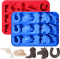 2 PCS Cowboy Chocolate Molds, Cowboy Hat, Boots, Saddle Shaped Cakesicle Molds Silicone, Western Party Theme, For Cupcakes, Cake Pops, Jellies, Chocolates, Candies(Blue,Red)