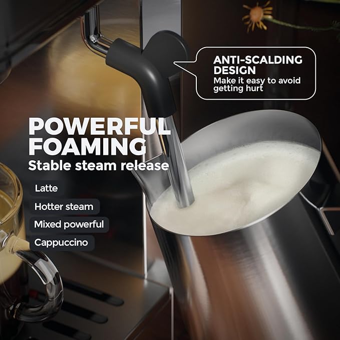Espresso Machine with Rapid Cold Brew, Hot & Iced Coffee Machine, Espresso Maker with Milk Frother Steam Wand, One Touch Control with 41oz Water Tank for Latte, Cappuccino, Gift