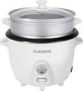 CUCKOO One Touch Rice Cooker 12-Cup Cooked, Small Rice Cooker & Warmer with Steamer Tray, Versatile Grain Cooker, Soup Maker, Auto Keep Warm, 6-Cup Uncooked, White (CR-0601C)