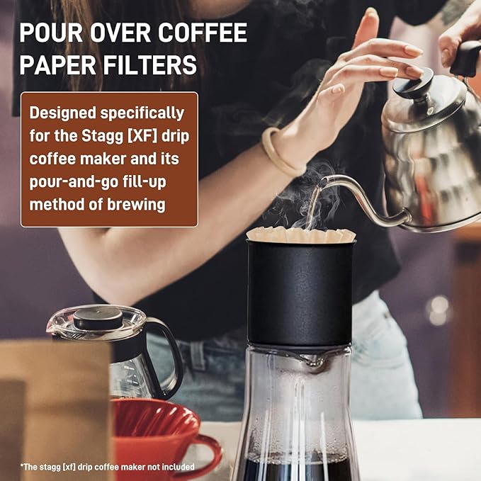200 Pack Stagg [XF] Pour Over Coffee Paper Filters - Paper Coffee Filters Designed for the Stagg [XF] Drip Coffee Maker