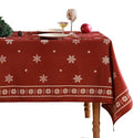 ISAENNE Designer Christmas Red Long Tablecloth Rectangular,Linen Table Cloth with Snowflakes Pattern,Wrinkle Resistant Decor Tablecloths for Dining Kitchen Thanksgiving Christmas,63"*94"-Carol C