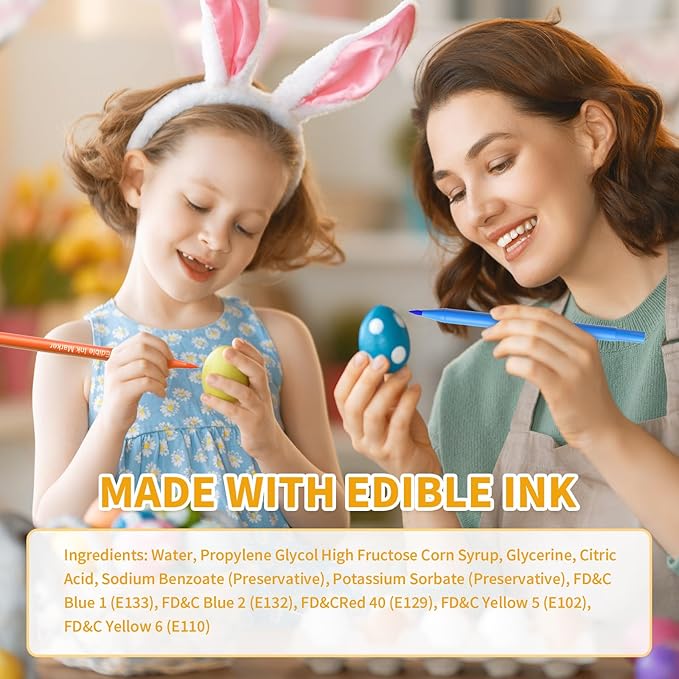 Jewem Edible Markers for Cookie Decorating,10Pcs Ultra Fine Tip(0.5mm) Food Coloring Pens, Upgrade Double Side Food Grade Pens for Decorating Fondant Cakes, Easter Eggs, Frosting, Macaron,Halloween and Christmas Gifts
