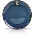 Organic Shape Restaurant Dinner Plates 11.65", Commerical Grade Catering Stoneware Plates in Ir-regular Organic Shape, Chip & Scratch Resistant, Glossy Reactive Glaze Blue, Case of 12