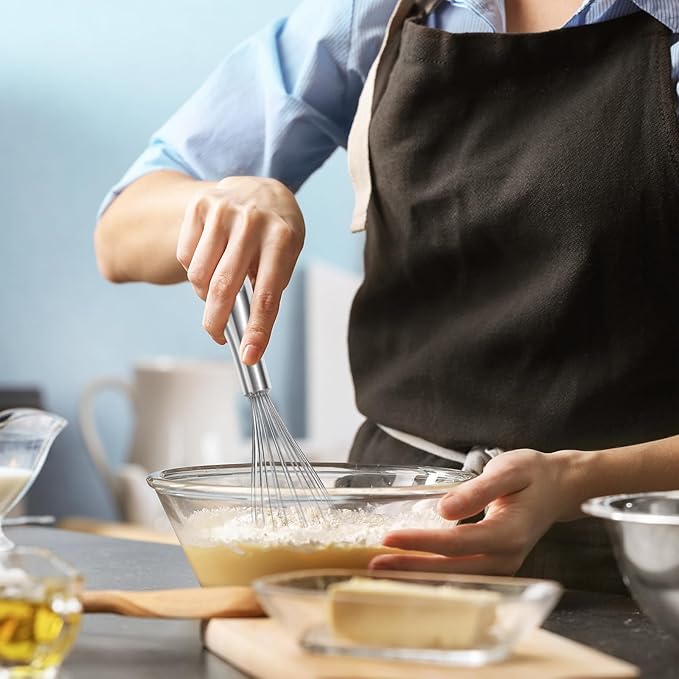 12" Whisk for Cooking, Ergonomic Handle, Dishwasher Safe 18/10 Stainless Steel Whisk, Professional Kitchen Wire Whisk, Perfect for Blending, Whisking, Baking, and Beating