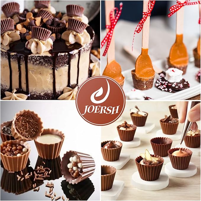 JOERSH 30-Cavity Mini Peanut Butter Cup Mold Silicone Candy Mold Bite Size for Keto Fat Bomb, Dark Chocolate
