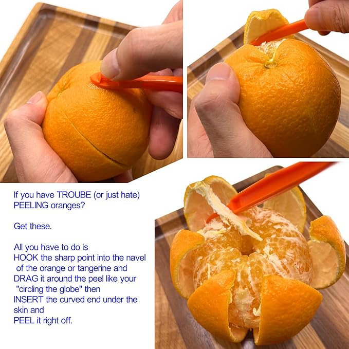 Orange Peeler, Orange Peeler Tool, Citrus Peeler Tool - Cut into Rind EASIER & Peeling Rind off Oranges, Kitchen Gadget Must Have, 3 Pack