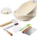 Banneton Bread Proofing Basket Banneton Basket Set Sourdough Proofing Basket Round Proofing Bowls Handmade Rattan Baskets and Liners (2 Round 9 inch Baking Set)