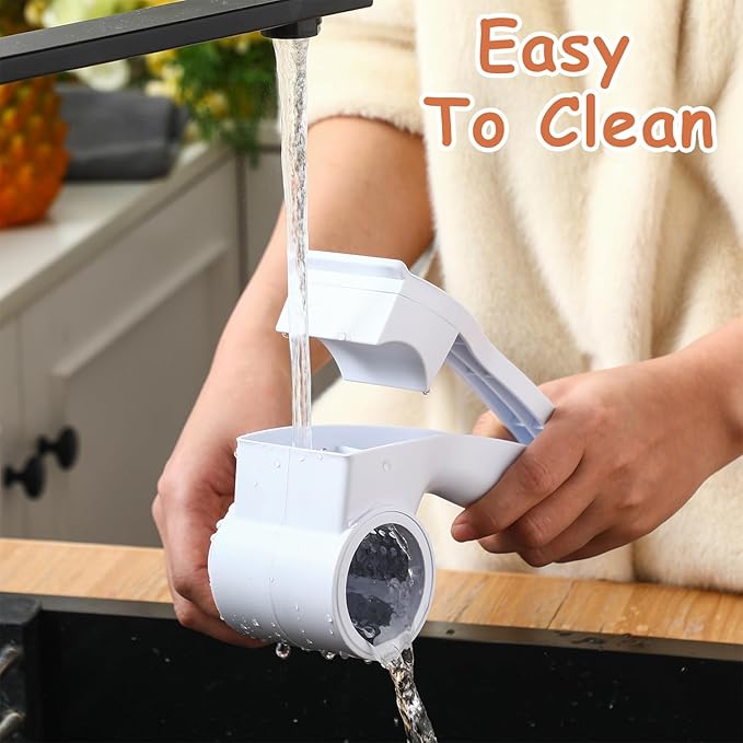 Boao Rotary Cheese Grater Manual Handheld Cheese Grater with Stainless Steel Drum for Grating Hard Chocolate Nuts Kitchen Tool(White)