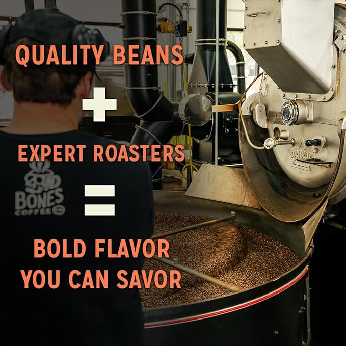 Bones Coffee Company Fallout Atomic Apple, Apple Pie Flavored Coffee, Medium Roast Low Acid Arabica Beans Compatible with Auto drip and French Press Coffee Maker, 12 Oz Ground