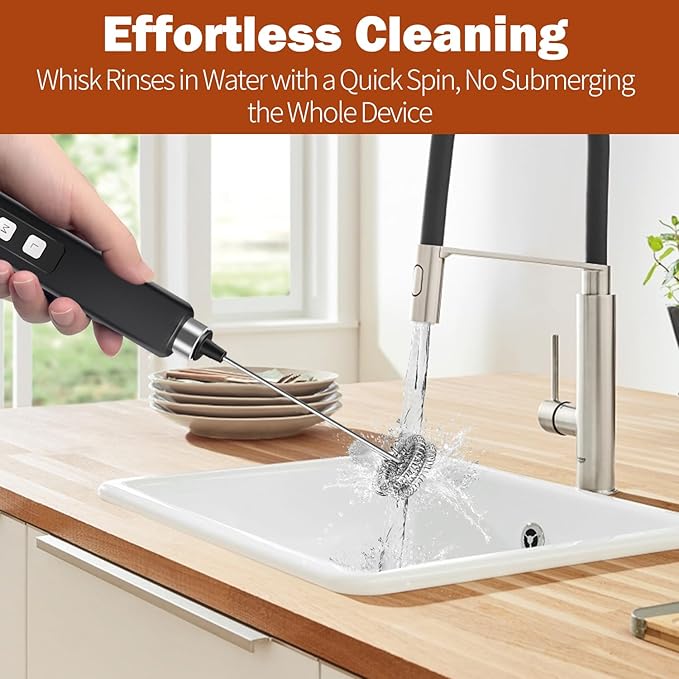Rechargeable Milk Frother Handheld with 3 Detachable Stainless Whisks, 3 Speed Adjustable Drink Mixer, Mini Frother Wand for Coffee, Matcha, Protein Shakes, with Charging Base and Whisk Storage