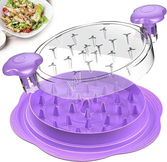Chicken Shredder Large Chicken Breast Shredder Tool Twist with Brush&Fork, Visible Meat Shredder Machine, Anti-Slip Strip, Ergonomic Handle, BPA Free, Suitable for Pork Beef Chicken(Purple)